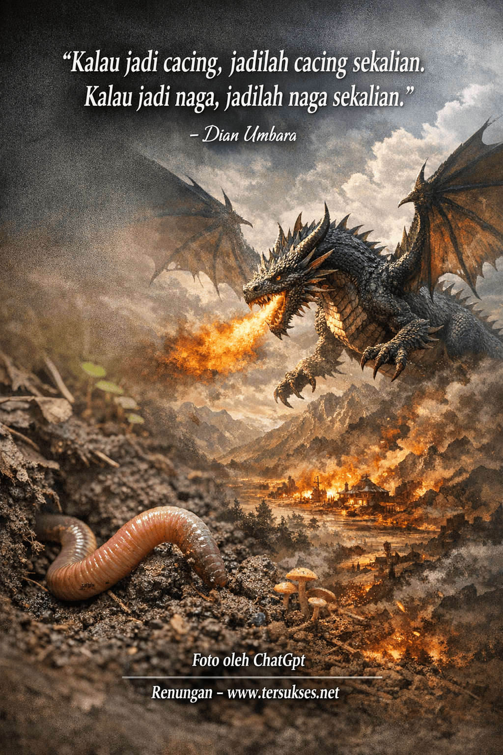 Kalau jadi cacing, jadilah cacing sekalian. Kalau jadi naga, jadilah naga sekalian - Dian Umbara